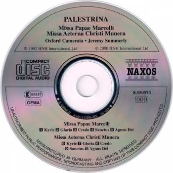 CD Giovanni Pierluigi da Palestrina: Missa Papea Marcelli • Missa Aeterna Christi Munera