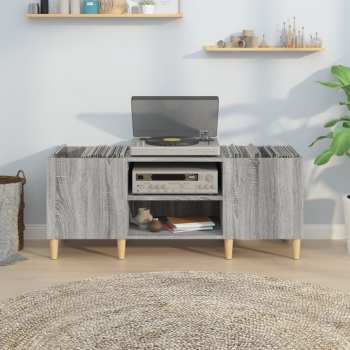 Technique audio Goka Skříňka s přihrádkami na LP desky a audiotechniku - dřevěné nohy Šedá sonoma (831931)