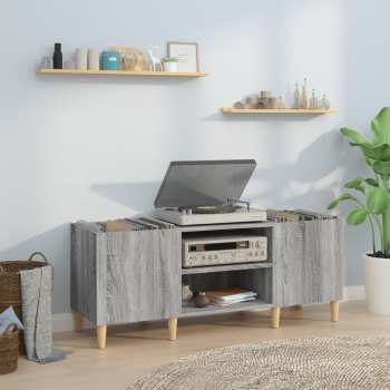 Technique audio Goka Skříňka s přihrádkami na LP desky a audiotechniku - dřevěné nohy Šedá sonoma (831931)