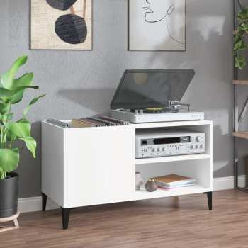 Technique audio Goka Skříňka s přihrádkou na LP desky a audiotechniku - kovové nohy Bílá (831949)