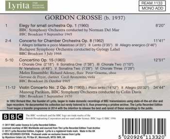 CD Gordon Crosse: Elegy For Small Orchestra, Op. 1 : Concerto For Chamber Orchestra Op. 8 :  Concertino Op. 15 : Violin Concerto No.2 Op. 26