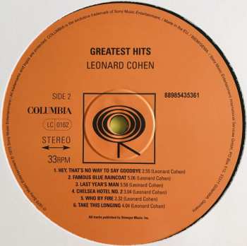 LP Leonard Cohen: Greatest Hits