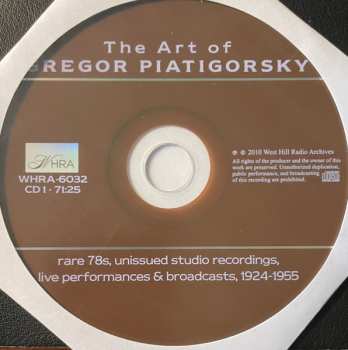6CD/DVD/Coffret Gregor Piatigorsky: The Art Of  (Rare 78s Unissued Studio Recordings, Public Performances And Broadcasts)