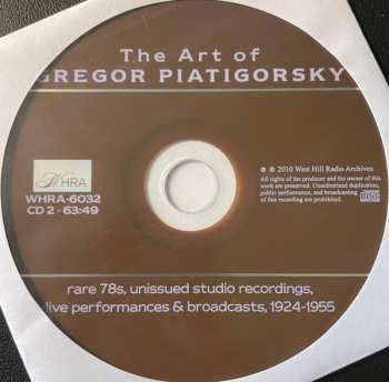 6CD/DVD/Coffret Gregor Piatigorsky: The Art Of  (Rare 78s Unissued Studio Recordings, Public Performances And Broadcasts)