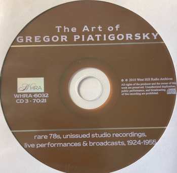 6CD/DVD/Coffret Gregor Piatigorsky: The Art Of  (Rare 78s Unissued Studio Recordings, Public Performances And Broadcasts)