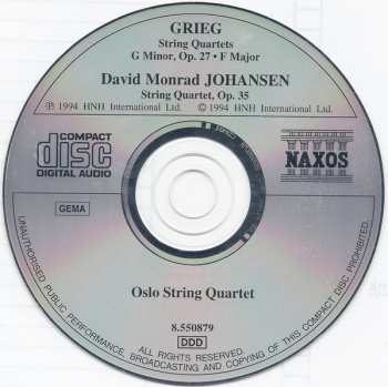 CD Edvard Grieg: String Quartets: G Minor, Op. 27 • F Major / String Quartet, Op. 36