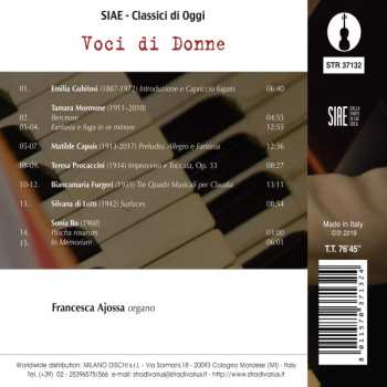 CD Sonia Bo: Voci Di Donne (Opere Organistiche Delle Compositrici Italiane Tra XX E XXI Secolo)