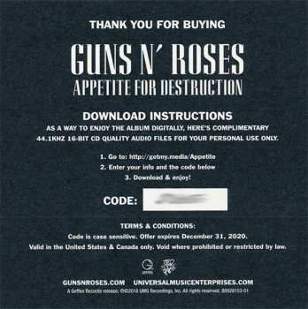 2LP Guns N' Roses: Appetite For Destruction LTD