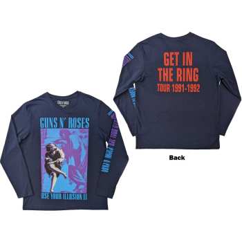 Marchandises Guns N' Roses: Guns N' Roses Unisex Long Sleeve T-shirt: Get In The Ring Tour '91-'92 (back & Sleeve Print) (small) S