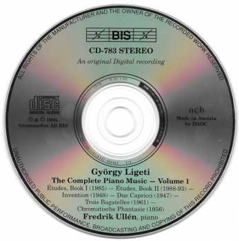 CD György Ligeti: The Complete Piano Music, Volume 1