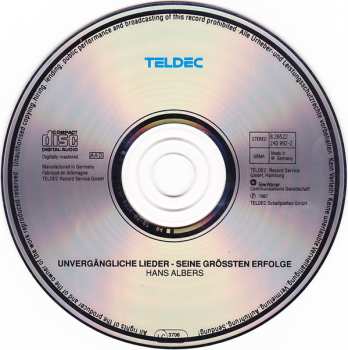 CD Hans Albers: Unvergängliche Lieder - Seine Größten Erfolge