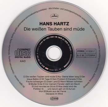 CD Hans Hartz: Die Weißen Tauben Sind Müde