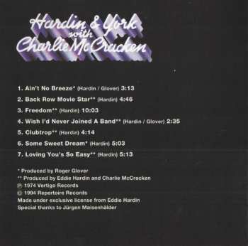 CD Hardin & York: Hardin & York With Charlie McCracken