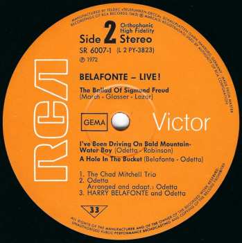 2LP/Coffret Harry Belafonte: Belafonte Live!