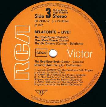 2LP/Coffret Harry Belafonte: Belafonte Live!