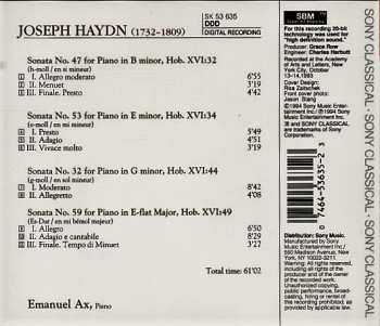 CD Joseph Haydn: Piano Sonatas Nos. 32 47 53 & 59