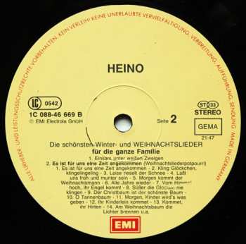 LP Heino: Die Schönsten Winter- Und Weihnachtslieder Für Die Ganze Familie