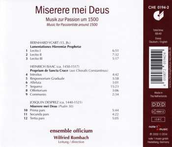 CD Josquin Des Prés: Miserere Mei Deus - Musik Zur Passion Um 1500