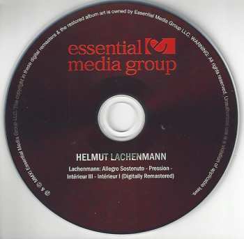 CD Helmut Lachenmann: Allegro Sostenuto / Pression / Intérieur III / Intérieur I