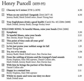 CD Henry Purcell: Royal Welcome Songs For King James II