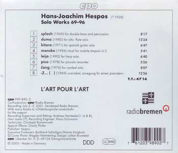 CD Hans-Joachim Hespos: Solo Works 69-96