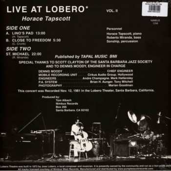 LP Horace Tapscott: Live At Lobero Vol. II LTD