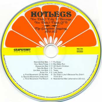 CD Hotlegs: You Didn't Like It Because You Didn't Think Of It: The Complete Sessions 1970-1971 