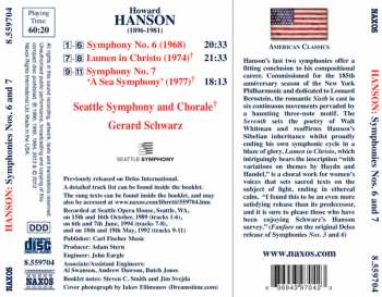 CD Howard Hanson: Symphonies Nos. 6 And 7