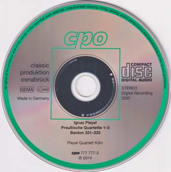 CD Ignaz Pleyel: Preußische Quartette 1–3