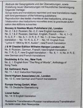 LP Igor Stravinsky: Songs
