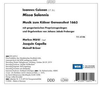 CD Josquin Capella: Missa Solennis (Musik Zum Kölner Gereonsfest 1663)