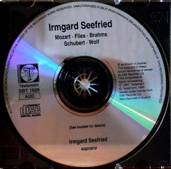 CD Irmgard Seefried: Mozart . Flies . Brahms . Schubert . Wolf