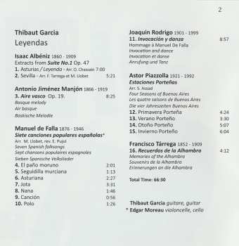 CD Manuel de Falla: Leyendas (Works For Solo Guitar)