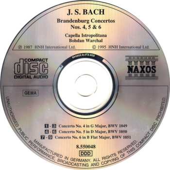 CD Johann Sebastian Bach: Brandenburg Concertos Nos. 4, 5 & 6
