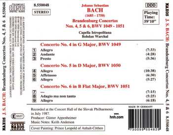 CD Johann Sebastian Bach: Brandenburg Concertos Nos. 4, 5 & 6