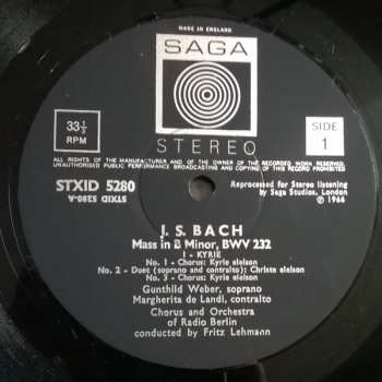 LP Johann Sebastian Bach: Mass In B Minor BWV 232