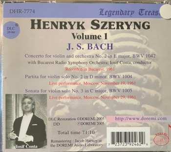 CD Johann Sebastian Bach: Vol.1: Violin Concerto #2 / Partita #2,  Sonata #3 
