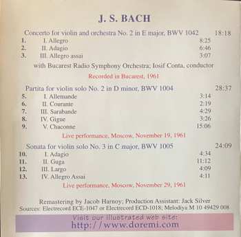 CD Johann Sebastian Bach: Vol.1: Violin Concerto #2 / Partita #2,  Sonata #3 