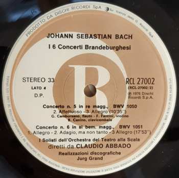 2LP/Coffret Johann Sebastian Bach: I 6 Concerti Brandeburghesi
