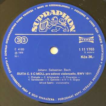 3LP Johann Sebastian Bach: Suity Pro Violoncello