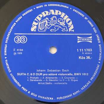 3LP Johann Sebastian Bach: Suity Pro Violoncello