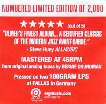 2LP James Blood Ulmer: Odyssey LTD | NUM