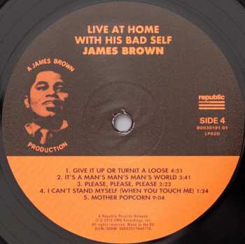 2LP James Brown: Live At Home With His Bad Self