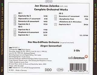 3CD/Coffret Jan Dismas Zelenka: Complete Orchestral Works