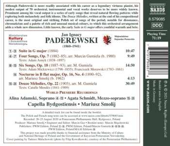 CD Ignacy Jan Paderewski: Songs And Mélodies / Suite In G Major / Nocturne
