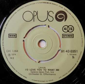 SP Janez Puh: I'd Love You To Want Me / Pesnička Za Groš