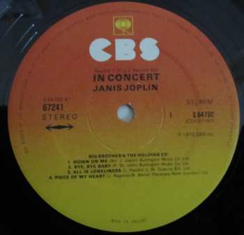 2LP Janis Joplin: Joplin In Concert