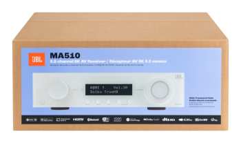 Technique audio JBL MA510 - Av Zesilovač 5.2, 75 W, 8k, Wi-fi, Bluetooth, Dolby Vision - Bílý