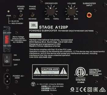 Technique audio JBL STAGE A120P - Aktivní subwoofer, 250 W RMS 12" - černý