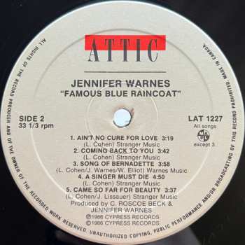 LP Jennifer Warnes: Famous Blue Raincoat (The Songs Of Leonard Cohen)